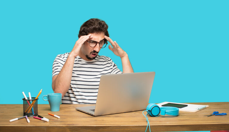 Man stuggling because marketing feels so hard